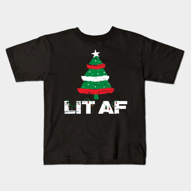 lit af christmas tree Kids T-Shirt by crackdesign